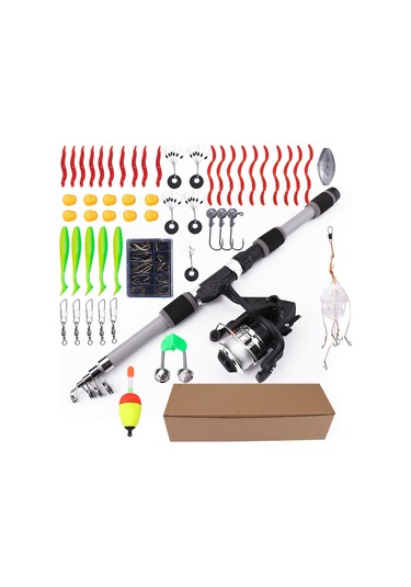 Kangvka Fıshkıng 1.8m Uzayabilir Kamış Seti, 55 Parça Yeni Başlangıçcı İçin, Yumuşak Yem Uyumlu, Deniz/su Çubukları, Taşınabilir Luya Kombinasyonu Gri