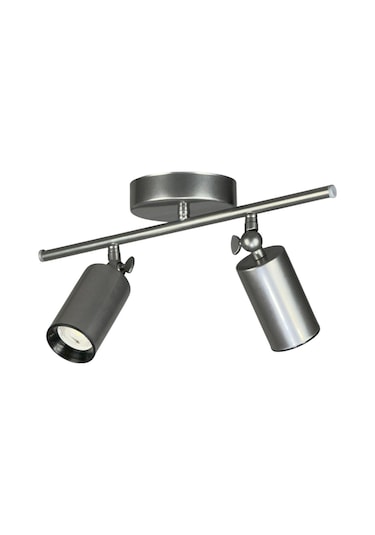 Spoti 2'li Gri Renk Beyaz Işık Modern Tasarım Cafe - Mutfak - Banyo Spot Ledli Sıralı Avize Gri