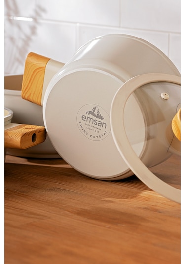 Emsan Swiss Crystal 6 Parça Midi Tencere Seti Krem
