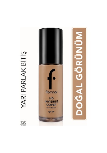 Flormar Invisible Cover Hd Fondöten 120 Honey 30 ML