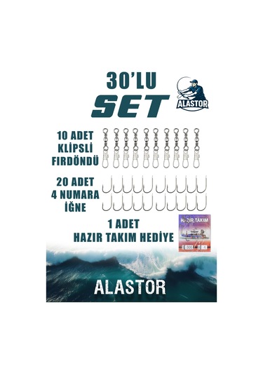 Hazır Olta İğne Seti 1. Kalite Karbon Çelik 4 Numara Halkalı Olta Kancası İğne Seti Klipsli Fırdöndü