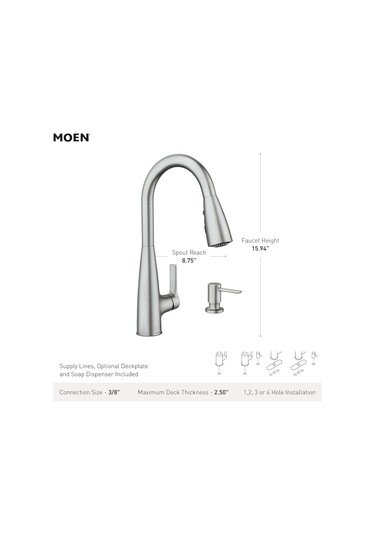 Moen 87627bl Haelyn Tek Saplı Aşağı Çekmeli Püskürtücü Mutfak Mus Diğer