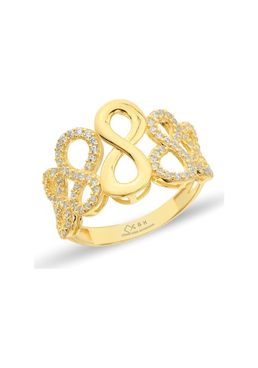 Sonsuzluk Taşlı Altın Yüzük 8 Ayar Sarı Altın