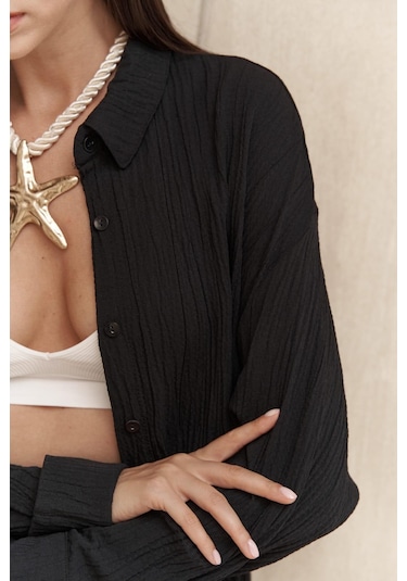 Durres Siyah Oversize Gömlek Siyah