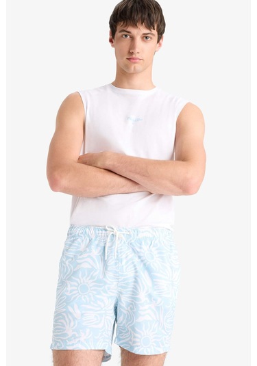 Defacto Desenli File Astarlı Kısa Boy Deniz Şortu E0974ax25hstr506 Turkuaz