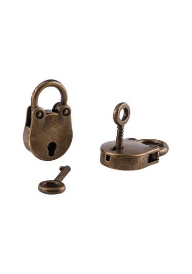 Konesam Klasik Züccaciye Ayna Kilitleri - Ayı Desenli 3'lü Set 3 Anahtar + 3 Kilit Yeşil Antik Bronz Rengi