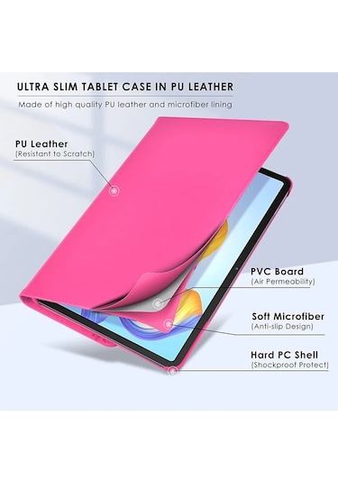 Samsung Galaxy Tab A9+ Plus 11 Inç Tablet Uyumlu 360 Döner Pu Deri Kılıf Seti Sm-x210 Kılıf