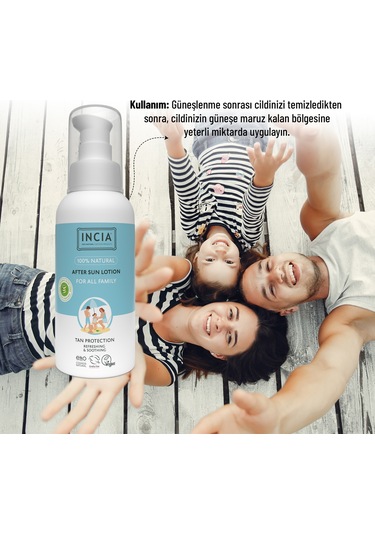 Incıa 100% Natural After Sun Losyon Güneş Sonrası Organik Aloe Vera Nemlendirici Rahatlatıcı 100 ML