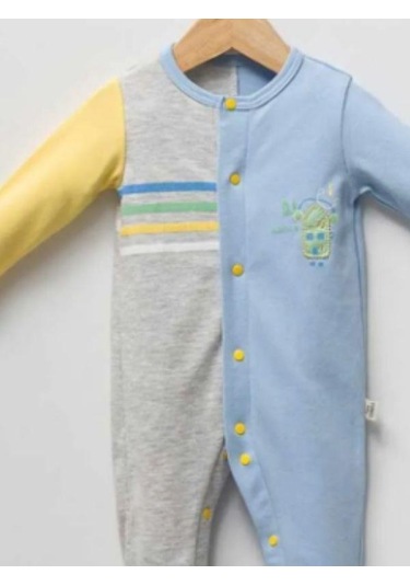 Erkek Bebek Aksesuar Detaylı Tulum-14946 Mavi
