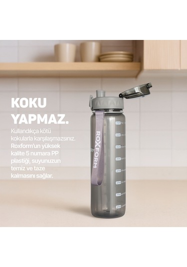 Roxform 1100 Ml Gri Premium Suluk Matara Bpa & Bps İçermez, Kılıflı Ve Sızdırmaz Gri