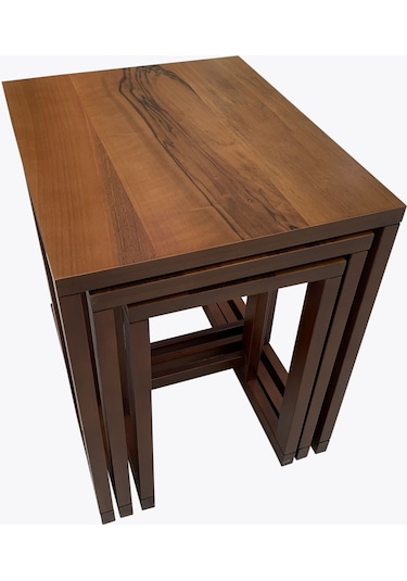 Riva 3'Lü C Zigon Sehpa-Ceviz Kaplamalı-Tamamı Ahşap