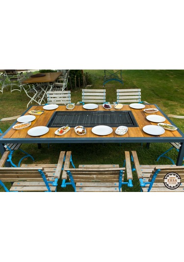 Klasik Restaurant Modeli Mangallı Masa Ahşap