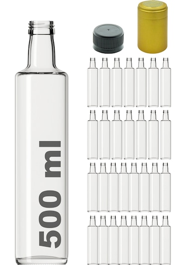 Afracam Dorika Şeffaf 500 ML Cam Şişe Kapak Kapüşon 30 Adet