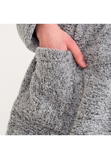 Kadın Welsoft Şal Yaka Polar Sabahlık Gri