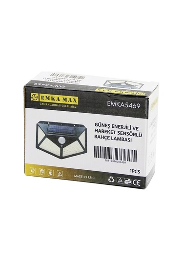 4 Açılı Solar - Hareket Sensörlü Aplik Duvar Lambası Dış Mekan 9.5 X 13.5cm