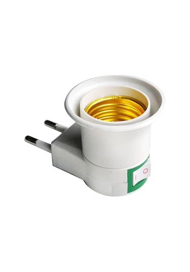 Neevoyu Eu'dan E26/e27 Ampul Bağlayıcı Dönüştürücü, Açma/kapatma Düğmeli, Led/halojen/cfl Uyumlu, 1 Adet Beyaz