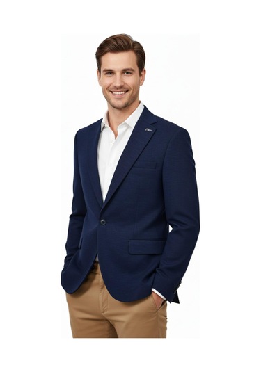 Erkek Tek Spor Ceket Çift Yırtmaçlı Bgl-st04982 Lacivert