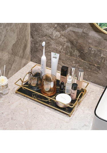 Yunboo Banyo Taşınabilir Raf - Siyah Altın Tek Katlı, Çelik Ve Cam Malzeme, 3-5 Kg Yük Tutumu, Delme Yok, Kozmetik/ürün Depolama Diğer