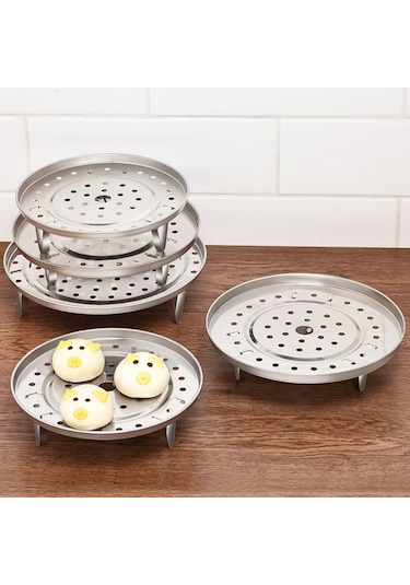 Fosenze Çelik Paslanmaz Üç Ayaklı Çıkarılabilir Buhar Tepsisi - Potlar İçin Buhar Sepeti, Gıda Buharlamak, Pişirmek, Fırınlamak İçin Mutfak Aksesuarı Gümüş