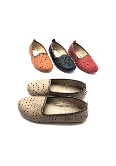 Deritarz Hakiki Deri Hava Alabilir Delikli Hac Umre Tavaf Patiği Ve Ev Ayakkabısı Bej