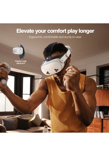 Tongxida Meta Quest 3s T2 Elite Kafa Bandı Gümüş, Abs + Sünger Yumuşak Yastık Ayarlanabilir, 17.8-29.6 İnç