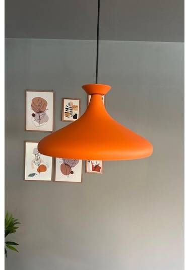Champion Turuncu Tabak Başlık Tekli Avize Sarkıt Salon Mutfak Butik Lamba Aydınlatma Avizeler Turuncu