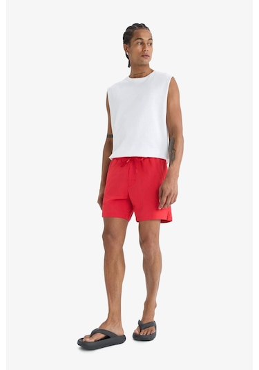 Defacto Defactofit Sporcu Baskılı Esnek Dokulu Kısa Boy Deniz Şortu B5952ax25hsrd286 Kırmızı
