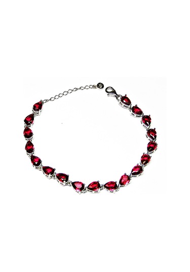 Lilahgümüştr Gümüş Su Yolu Kırmızı Damla Taşlı Kadın Bileklik