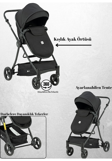 Quard Promax Travel Sistem Bebek Arabası Siyah