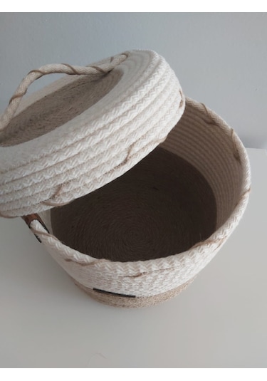 Kapaklı Hasır sepet - 21x19 cm