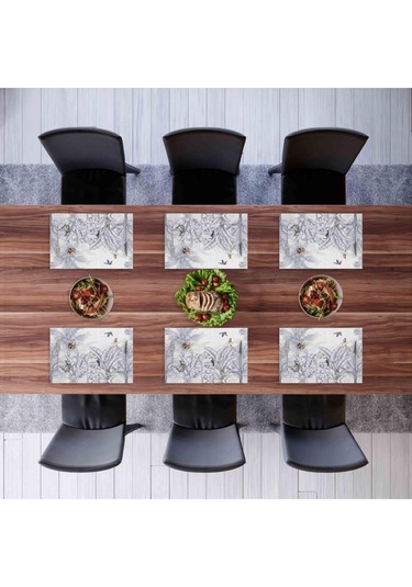 Çizgisel Tasarım Kumaş Amerikan Servis 4'lü Set 35x50cm Keten, Ulusl.yıkama Ve Solmama Sertifikası Çok Renkli