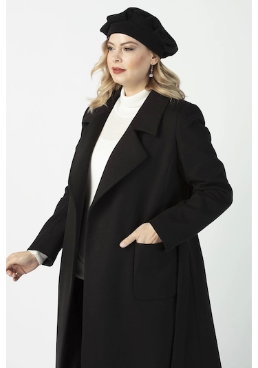 Moda Berray 904 Siyah Mono Yaka Torba Cepli Kaşe Kaban