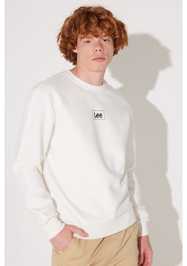 Lee Regular Fit Normal Kesim Sıfır Yaka Sweatshirt L212299102 Kırık Beyaz