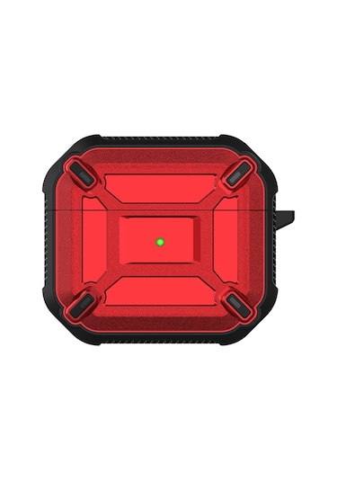Airpods Uyumlu 3 İçin King Kong Armor Tpu + Pc Kulaklık Koruyucu Kılıf Kırmızı