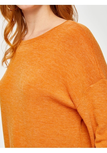 Triko Görünümlü Sweatshirt 69154 U6915461 Orange