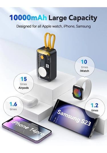 Newdery 10000 Mah Pil Paketi Taşınabilir Şarj Cihazı İos Uyumlu Watch/iphone Black 10000mah Siyah