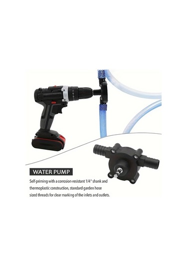 Boatshop1 1 Set Siyah Mini Manuel Elektrikli Su Pompası Matkabı Taşınabilir El Matkap Gücü Su Pompası Sıvı Transfer Pompası Benzin Dizel Su İçin