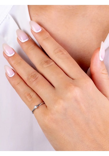 Torgovyj Dom Uvelir Holding Narin Düğün Yüzüğü Gümüş Taşlı 314875886 Gri