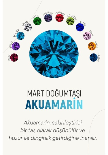 Mart Akuamarin Doğum Taşı Çiçek Motifli Telkari Gümüş Küpe