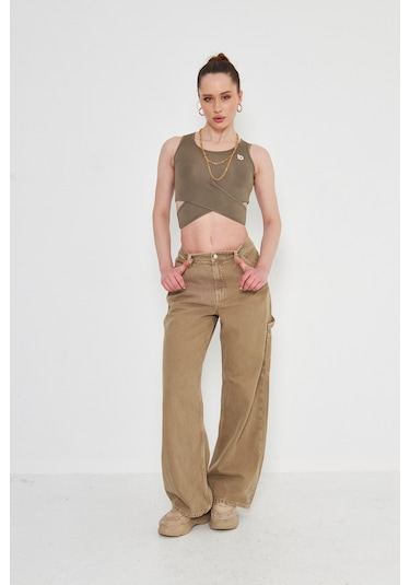 Kutaf Vizon Pamuklu Carpenter Pantolon Camel