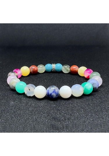 Boğa Burcu Bilekliği 8mm Doğaltaş Bileklik - 19 Cm Çok Renkli