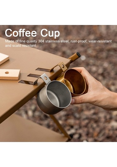 Fortunelane Kampçılar İçin Paslanmaz Çelik Kahve Bardağı - Altın Renk, Altın Altın