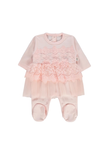 Civil Baby Fırfır Tüllü 1-9 Ay Tulum - Pudra Somon