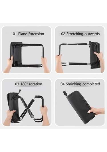 Flybuy Katlanır Güzellik Sandalyesi, Kompakt Portatif Tabure, Dayanıklı Çelik & Oxford Kumaş, Siyah Siyah