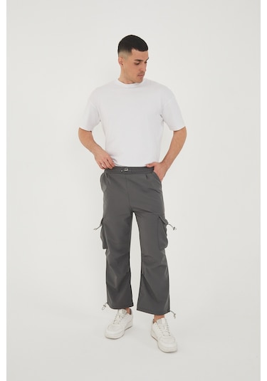 Camp Scoutland Camp550 Outdoor Tactical Kargo Cepli Ayarlanabilir Paçalı Oversize Erkek Jogger Yürüyüş Pantolonu Gri