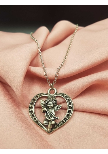 Tezzgelsin Unisex Kalpli Eros Kolye Gümüş
