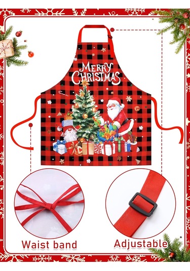 4 Adet Su Geçirmez Çiçek Önlük Seti Ayarlanabilir Çiçek Mutfak Önlüğü Kırmızı Siyah, Noel Cüceleri Diğer