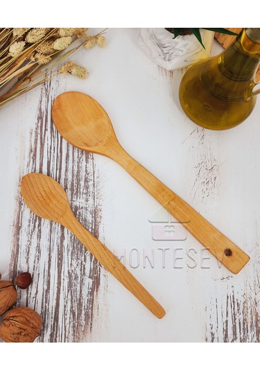 Ahşap Tahta Mutfak Kaşık Seti 2 Parça Kayın Şimşir Ağacı 2-4