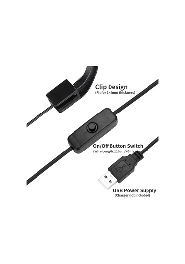 Sones 220v 5w Mavi Beyaz Akvaryum Led Klipsli Işık, 12 Led'li Usb İle Çalışan Mini Balık Tankı Işığı, Su Bitkileri, Su Çimleri Ve Küçük Tanklar İçin Siyah