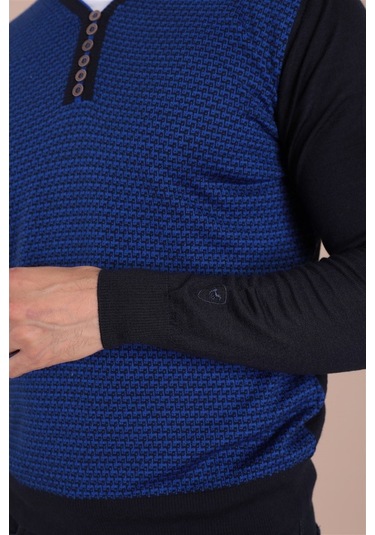 Ferraro V Yaka Superfine Yün Kazak - Lacivert (490433149) Lacivert